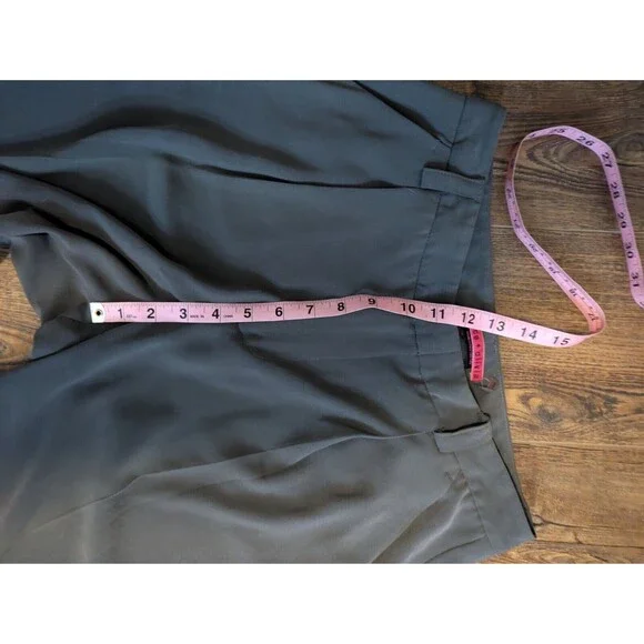 Alice + Olivia Womens Sz 8 Pants Olive Green Stretch Pleated Caree Trousers - Picture 5 of 11